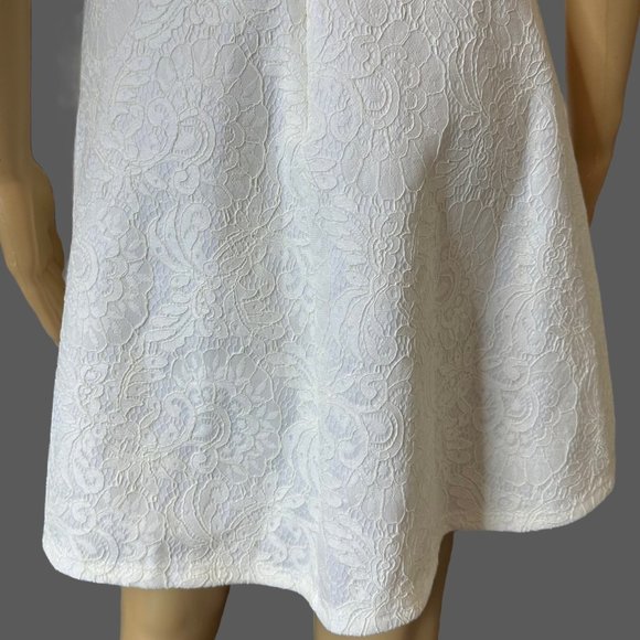 Francescas A-Line Dress Small S Off-White Full Lace Sleeveless Knee Length - Picture 9 of 13